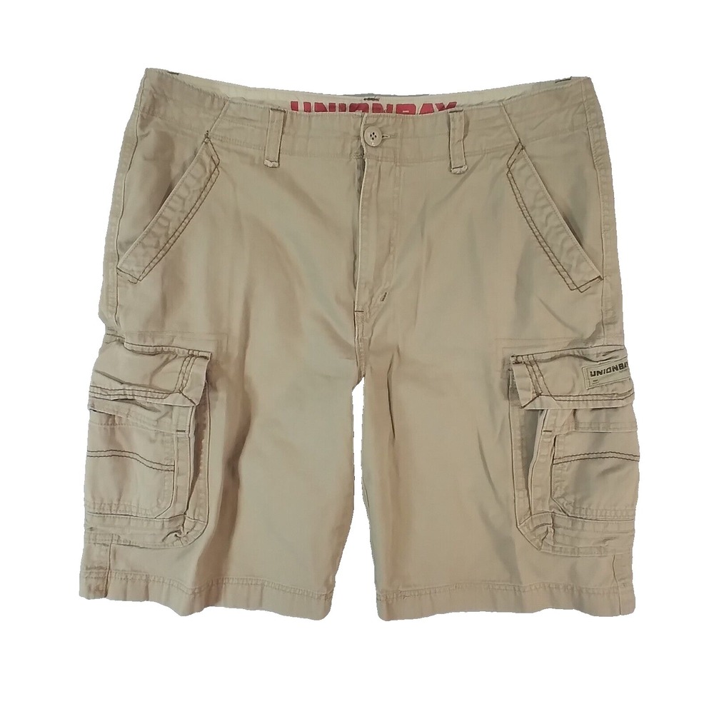 Union Bay cargo hiking shorts men's‎ 36 x 10 beige cotton Urban grunge outdoor